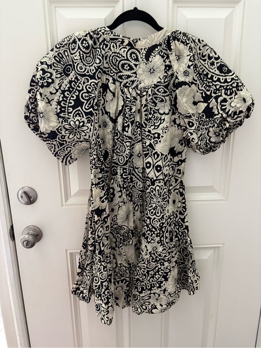Umgee Black and Cream Floral Paisley Mini Cotton Dress Size Small - Picture 5 of 7
